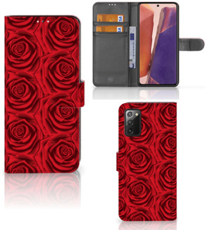 B2Ctelecom GSM Hoesje Samsung Galaxy Note 20 Mobiel Bookcase Red Roses