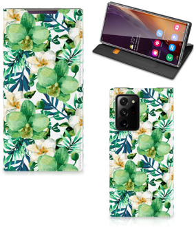 B2Ctelecom GSM Hoesje Samsung Galaxy Note 20 Ultra Bookcase Cover Orchidee Groen