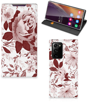 B2Ctelecom GSM Hoesje Samsung Galaxy Note 20 Ultra Bookcase Watercolor Flowers