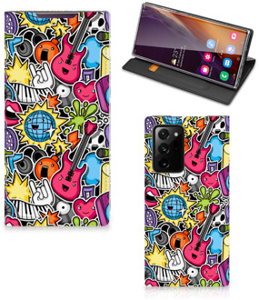 B2Ctelecom GSM Hoesje Samsung Galaxy Note 20 Ultra Telefoonhoesje Portemonnee Punk Rock