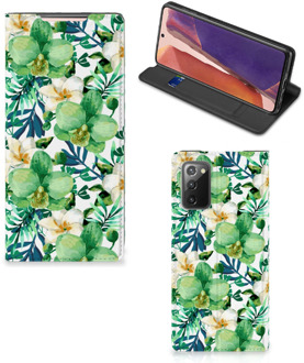 B2Ctelecom GSM Hoesje Samsung Galaxy Note20 Bookcase Cover Orchidee Groen