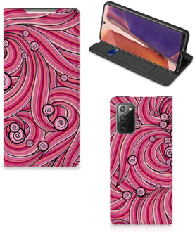 B2Ctelecom GSM Hoesje Samsung Galaxy Note20 Foto Hoesje ontwerpen Swirl Pink