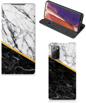 B2Ctelecom GSM Hoesje Samsung Galaxy Note20 Mobiel Case Marble White Black