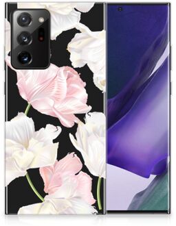 B2Ctelecom GSM Hoesje Samsung Galaxy Note20 Ultra Back Case TPU Siliconen Hoesje Doorzichtig Mooie Bloemen