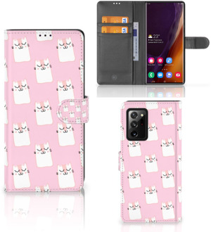 B2Ctelecom GSM Hoesje Samsung Galaxy Note20 Ultra Bookcase Valentijn Cadeaus Sleeping Cats