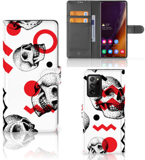 B2Ctelecom GSM Hoesje Samsung Galaxy Note20 Ultra Bookstyle Case Skull Red