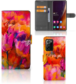 B2Ctelecom GSM Hoesje Samsung Galaxy Note20 Ultra Cover met Tekst Tulips