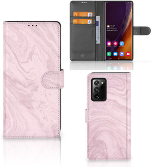 B2Ctelecom GSM Hoesje Samsung Galaxy Note20 Ultra Flip Case Marble Pink