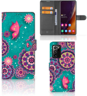 B2Ctelecom GSM Hoesje Samsung Galaxy Note20 Ultra Flipcase Cirkels en Vlinders