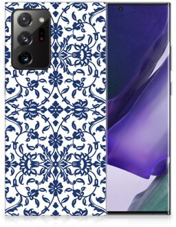 B2Ctelecom GSM Hoesje Samsung Galaxy Note20 Ultra Trendy Telefoonhoesjes Flower Blue