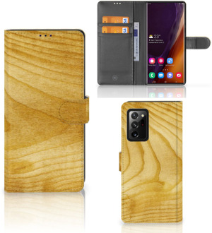 B2Ctelecom GSM Hoesje Samsung Galaxy Note20 Ultra Wallet Book Case Licht Hout