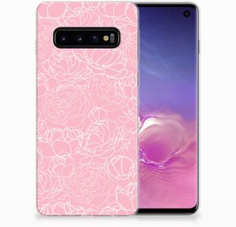 B2Ctelecom GSM Hoesje Samsung Galaxy S10 Design White Flowers