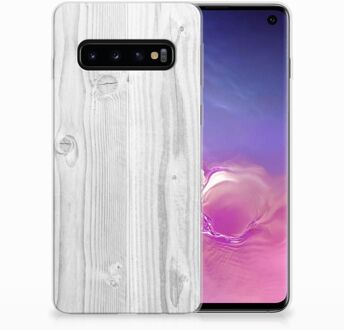 B2Ctelecom GSM Hoesje Samsung Galaxy S10 Design White Wood