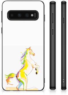 B2Ctelecom GSM Hoesje Samsung Galaxy S10 Leuk TPU Back Case met Zwarte rand Horse Color