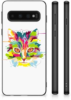 B2Ctelecom GSM Hoesje Samsung Galaxy S10 Mobiel TPU Hardcase met Zwarte rand Cat Color