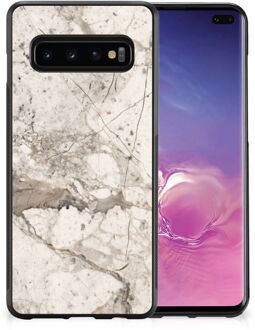 B2Ctelecom GSM Hoesje Samsung Galaxy S10+ Hoesje Bumper met Zwarte rand Marmer Beige