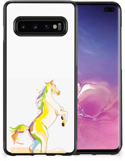 B2Ctelecom GSM Hoesje Samsung Galaxy S10+ Leuk TPU Back Case met Zwarte rand Horse Color