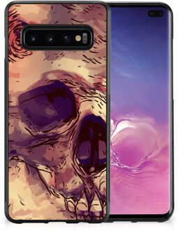 B2Ctelecom GSM Hoesje Samsung Galaxy S10+ Silicone Back Case met Zwarte rand Skullhead