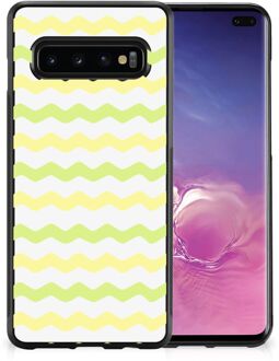 B2Ctelecom GSM Hoesje Samsung Galaxy S10+ Siliconen Back Cover met Zwarte rand Waves Yellow