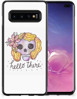 B2Ctelecom GSM Hoesje Samsung Galaxy S10+ Siliconen Hoesje met Zwarte rand Boho Skull