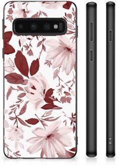 B2Ctelecom GSM Hoesje Samsung Galaxy S10 Silicone Back Case met Zwarte rand Watercolor Flowers