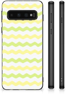 B2Ctelecom GSM Hoesje Samsung Galaxy S10 Siliconen Back Cover met Zwarte rand Waves Yellow