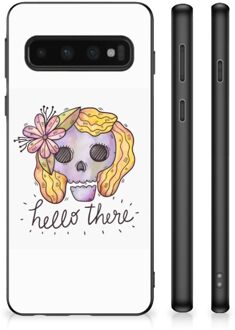 B2Ctelecom GSM Hoesje Samsung Galaxy S10 Siliconen Hoesje met Zwarte rand Boho Skull