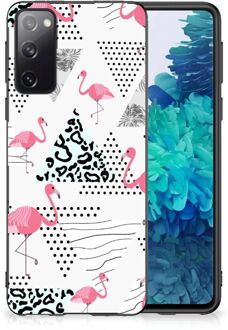 B2Ctelecom GSM Hoesje Samsung Galaxy S20 Leuk TPU Back Cover met Zwarte rand Flamingo Triangle