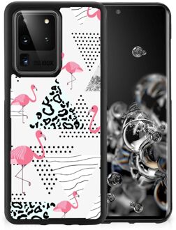 B2Ctelecom GSM Hoesje Samsung Galaxy S20 Ultra Leuk TPU Back Cover met Zwarte rand Flamingo Triangle