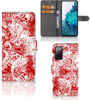 B2Ctelecom GSM Hoesje Samsung Galaxy S20FE Book Style Case Angel Skull Red