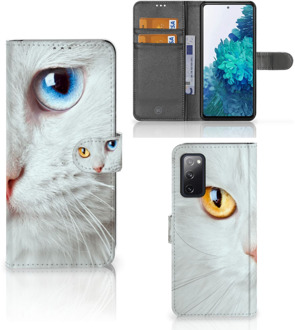 B2Ctelecom GSM Hoesje Samsung Galaxy S20FE Bookcover Case Witte Kat