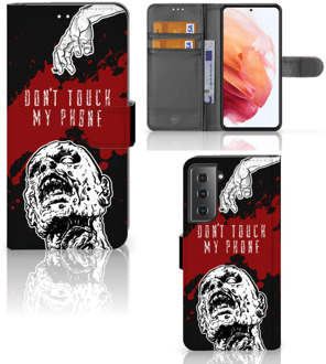 B2Ctelecom GSM Hoesje Samsung Galaxy S21 Book Case met Pasjeshouder Zombie Blood