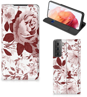 B2Ctelecom GSM Hoesje Samsung Galaxy S21 Bookcase Watercolor Flowers