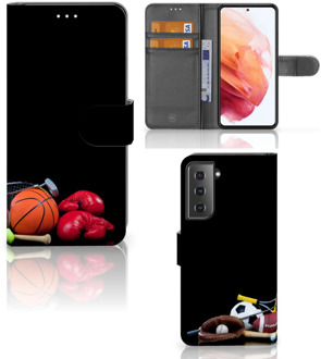 B2Ctelecom GSM Hoesje Samsung Galaxy S21 Bookcover Ontwerpen Voetbal, Tennis, Boxing… Sports