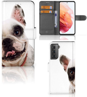 B2Ctelecom GSM Hoesje Samsung Galaxy S21 Bookstyle Case Franse Bulldog