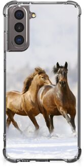 B2Ctelecom GSM Hoesje Samsung Galaxy S21 Bumper Hoesje met transparante rand Paarden