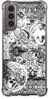 B2Ctelecom GSM Hoesje Samsung Galaxy S21 Doorzichtige Silicone Hoesje met transparante rand Skulls Angel