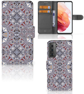 B2Ctelecom GSM Hoesje Samsung Galaxy S21 Flipcover Flower Tiles