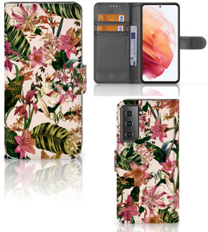 B2Ctelecom GSM Hoesje Samsung Galaxy S21 Fotohoesje ontwerpen Flowers