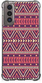 B2Ctelecom GSM Hoesje Samsung Galaxy S21 Hoesje met naam met transparante rand Aztec Purple