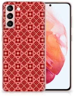 B2Ctelecom GSM Hoesje Samsung Galaxy S21 Hoesje met Tekst Batik Red