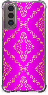 B2Ctelecom GSM Hoesje Samsung Galaxy S21 Leuk TPU Back Case met transparante rand Barok Roze