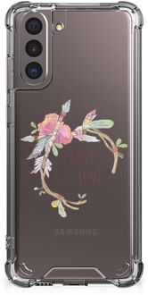 B2Ctelecom GSM Hoesje Samsung Galaxy S21 Leuk TPU Back Case met transparante rand Boho Text