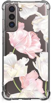 B2Ctelecom GSM Hoesje Samsung Galaxy S21 Leuk TPU Back Cover met transparante rand Mooie Bloemen