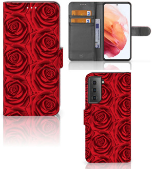 B2Ctelecom GSM Hoesje Samsung Galaxy S21 Mobiel Bookcase Red Roses