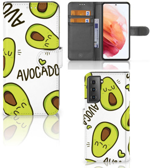 B2Ctelecom GSM Hoesje Samsung Galaxy S21 Mobiel Bookcase Valentijn Cadeautje Haar Avocado Singing