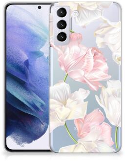 B2Ctelecom GSM Hoesje Samsung Galaxy S21 Plus Back Case TPU Siliconen Hoesje Doorzichtig Mooie Bloemen