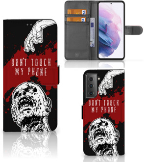 B2Ctelecom GSM Hoesje Samsung Galaxy S21 Plus Book Case met Pasjeshouder Zombie Blood