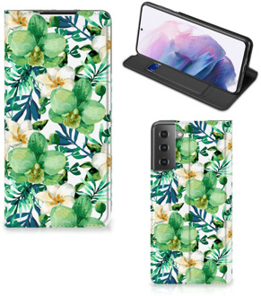 B2Ctelecom GSM Hoesje Samsung Galaxy S21 Plus Bookcase Cover Orchidee Groen