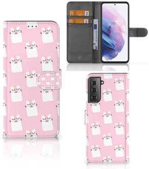 B2Ctelecom GSM Hoesje Samsung Galaxy S21 Plus Bookcase Valentijn Cadeaus Sleeping Cats